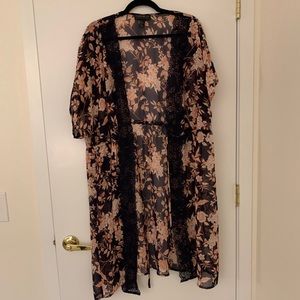 Forever21+ Floral Kimono with Lace Detail